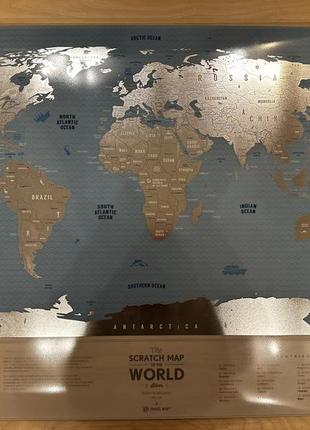 Скретч-карта світу срібляста ideame1 фото