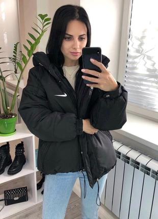 Зимняя женская курточка оверсайз короткая демисезонная осенняя