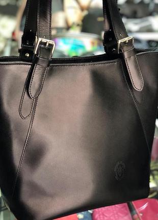 Шкіряна італійська жіноча чорна сумка3 фото