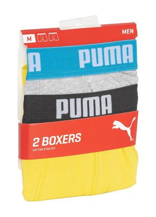 Труси-боксери puma basic boxer 2p сірий, жовтий чол xl4 фото