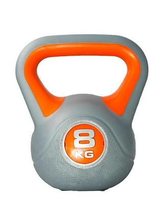 Гиря liveup plastic kettel bell 8 кг grey/orange
