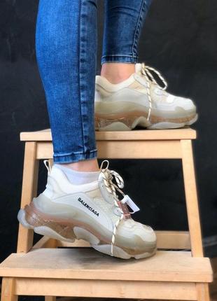 Жіночі кросівки clear sole beige brown 🌶✅