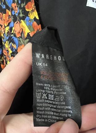 Платье в цветочный принт с поясом warehouse модал