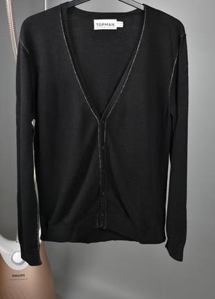 Topman чоловічий чорний кардиган бавовняний розмір м