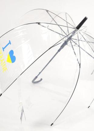 Прозрачный женский зонт-трость mario umbrellas с 8 спицами и полуавтоматическим открытием, черная ручка4 фото