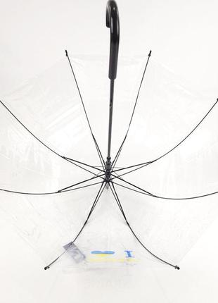 Прозрачный женский зонт-трость mario umbrellas с 8 спицами и полуавтоматическим открытием, черная ручка7 фото