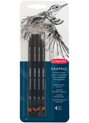 Графітні олівці graphic soft 4 шт derwent