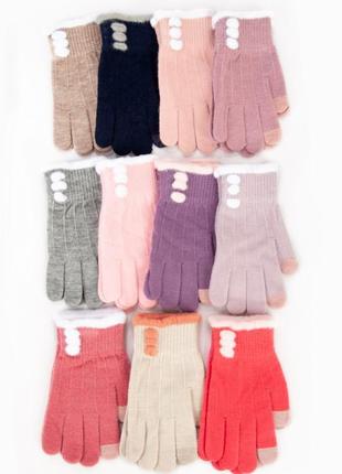 61-030 в'язані рукавички для дівчинки розмір 8-12 років
