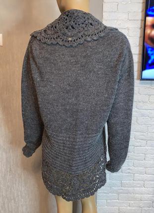 Ажурний кардиган кофта з вовною альпаки светр nile, xl2 фото