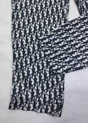 Штаны dior пижама лого черные белые домашняя одежда3 фото