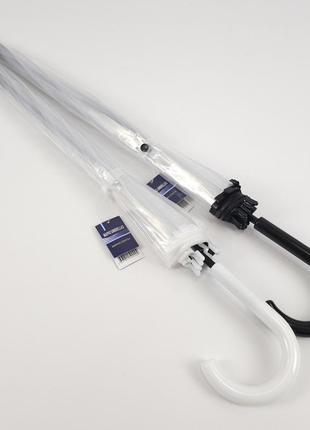 Женский прозрачный зонт-трость полуавтомат с 14 спицами, черная ручка4 фото