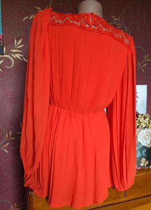 Оранжевое гофрированное платье с длинными рукавами от voyelles6 фото