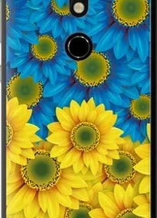 Чехол на nokia 7 жёлто-голубые цветы из силикона fch_0006752
