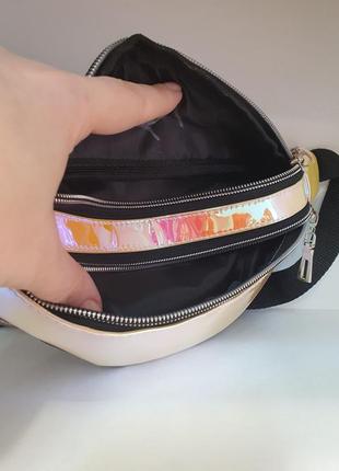 Неонова,голографічна,сумочка бананка/belt bag/ сумка на пояс/ сумка через плече/7 фото