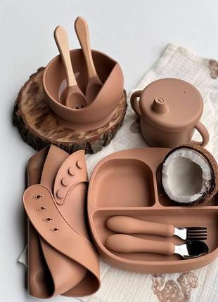 Набір дитячого силіконового посуду (посуд для початку прикорму малюків)