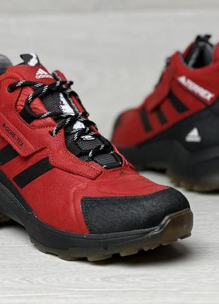 Спортивные кожаные ботинки, кроссовки зимние термо adidas terrex gore-tex red