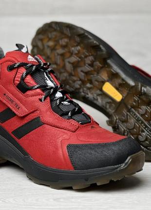 Спортивные кожаные ботинки, кроссовки зимние термо adidas terrex gore-tex red2 фото