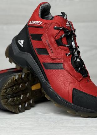 Спортивні шкіряні черевики, кросівки зимові термо adidas terrex gore-tex red3 фото