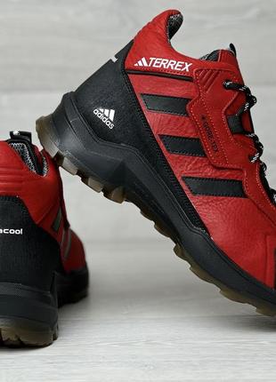 Спортивные кожаные ботинки, кроссовки зимние термо adidas terrex gore-tex red8 фото