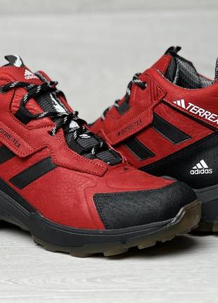 Спортивні шкіряні черевики, кросівки зимові термо adidas terrex gore-tex red7 фото