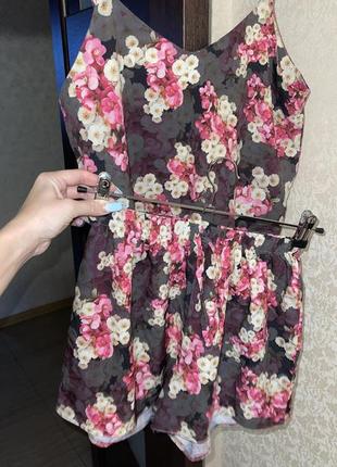 Пижама в цветочный принт пижамка одежда для дома шорты+майка1 фото