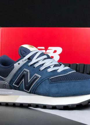 Чоловічі кросівки new balance 574 classic замшеві темно-сині