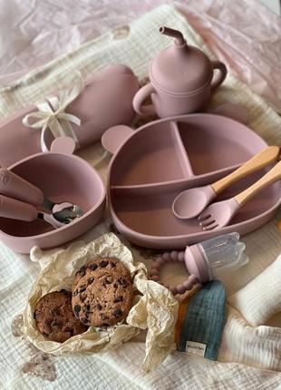 Набір дитячого силіконового посуду ведмедик