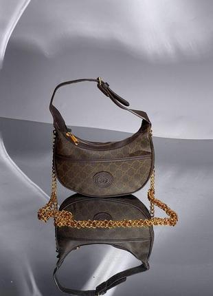 Сумка gucci marmont half-moon-shaped mini bag brown10 фото