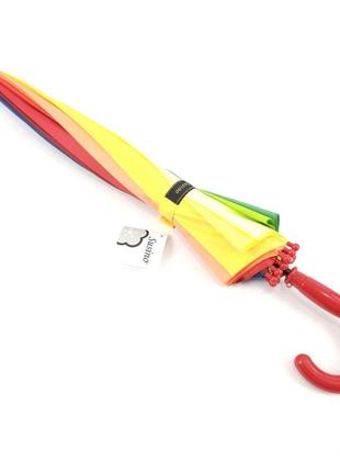 Зонтик трость полуавтомат 16 спиц для мальчика, девочки с системой антиветер, разноцветный, радуга3 фото