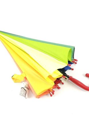 Зонтик трость полуавтомат 16 спиц для мальчика, девочки с системой антиветер, разноцветный, радуга8 фото