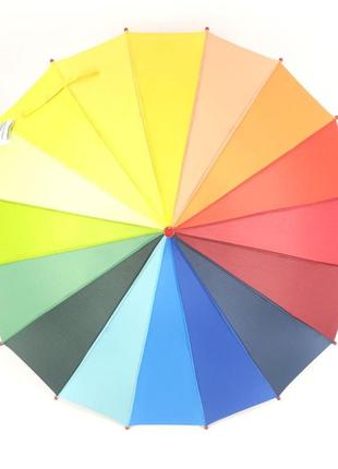 Зонтик трость полуавтомат 16 спиц для мальчика, девочки с системой антиветер, разноцветный, радуга5 фото