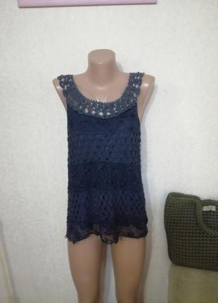Красивая ажурная майка блуза, италия, р.10/12 s/m
