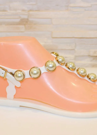 Босоножки женские кремовые силикон жемчуг б991