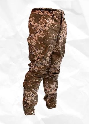 Військові чоловічі штани softshell піксель водонепроникні на флісі для зсу1 фото