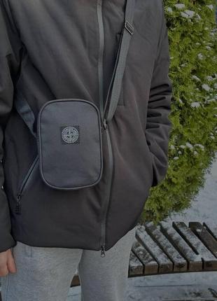 Месенджер stone island сірий сумка через плече стон айленд барсетка (b)