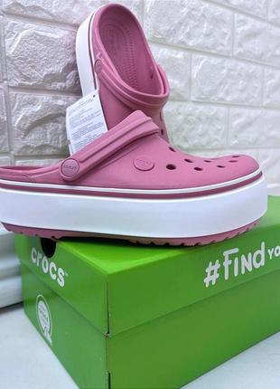 Жіночі крокси сабо crocs crocband platform blossom рожеві