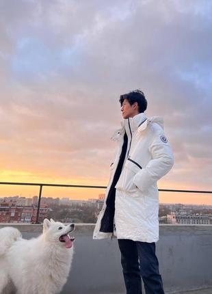 Шикарная стильная куртка в корейском стиле мужская женская пальто пуховик молодёжная удлинённая длинная  оверсайз аниме зимняя осенняя весенняя тёплая3 фото