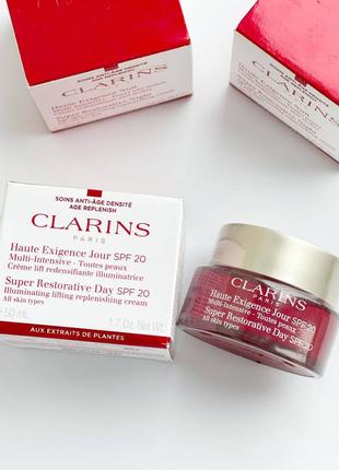 Денний крем для усіх типів шкіри з спф 20 - clarins super restorative day cream jour spf 20