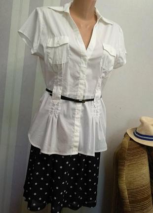 Брендовая блузка, рубаха,  под пояс, накладные карманы,.хлопок