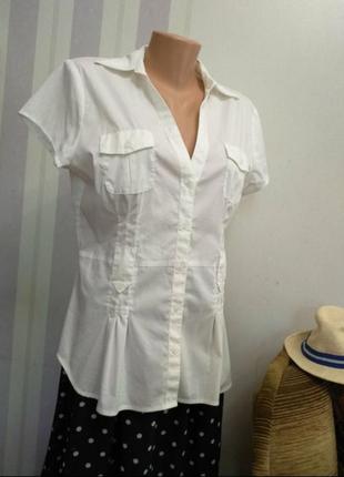 Брендовий блузка, сорочка, під пояс, накладні кишені.бавовна3 фото