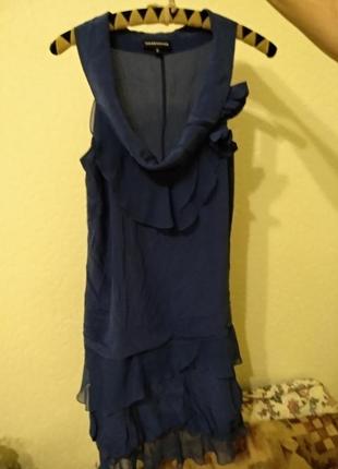Сукня темно-синє 100% натуральний шовк, шифон5 фото