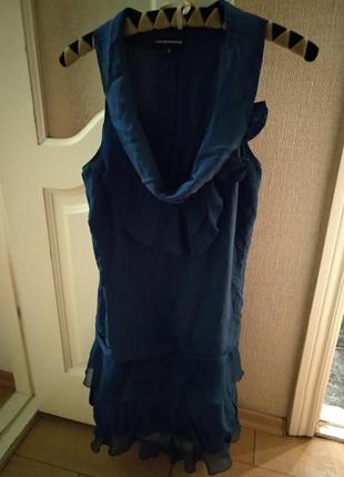 Платье тёмно-синее 100% натуральный шёлк, шифон8 фото
