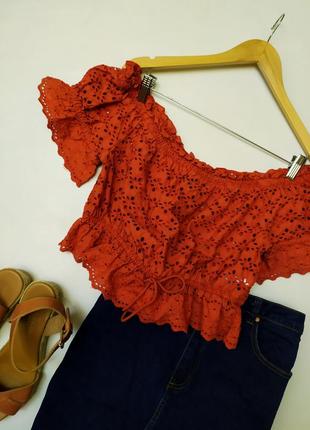 Гарний бавовняний топ прошва теракотового кольору