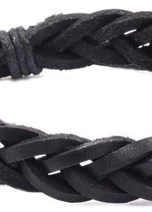 Кожаный наручный браслет косичка casco черный