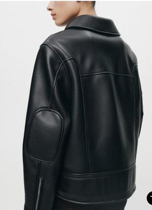 Пиджак куртка из искусственной кожи zara кожаный бомбер3 фото