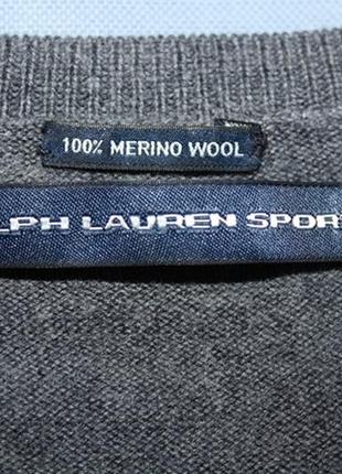 Базовый серый шерстяной пуловер свитер ralph lauren sport6 фото