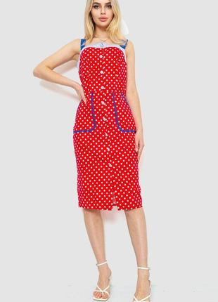 Женское платье в горох сезон лето-демисезон цвет красный размер l fg_01379