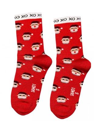 Шкарпетки червоні теплі "санта клаус" з махрою на стопі, 36-39(s)