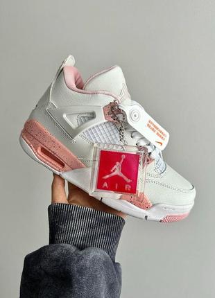 Неймовірні жіночі кросівки nike air jordan 4 retro pink oreo premium білі з рожевим