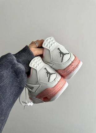 Замечательные женские кроссовки nike air jordan 4 retro pink oreo premium белые с розовым8 фото